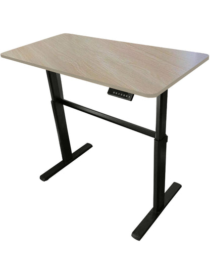 Standing Height Adjustable lif Desk - Compact Apartment Size - light wood and black metal