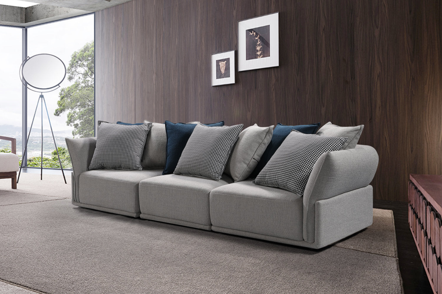 Stratus 3 seat wide sofa in stunning modern home