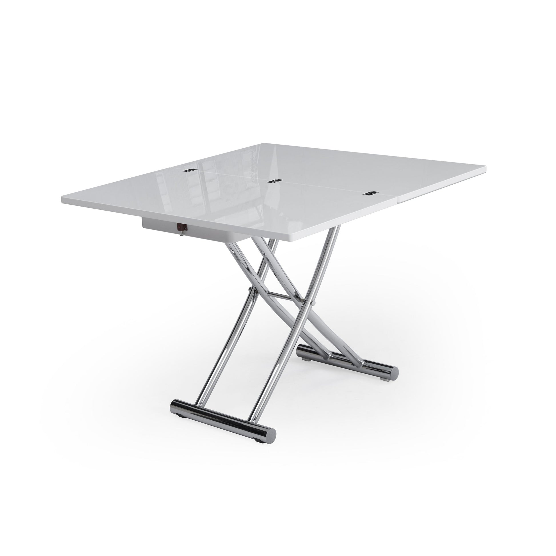 TR4-Transforming-Table-coffee-expanded-into-dinner-size-in-glossy-white-with-chrome-legs