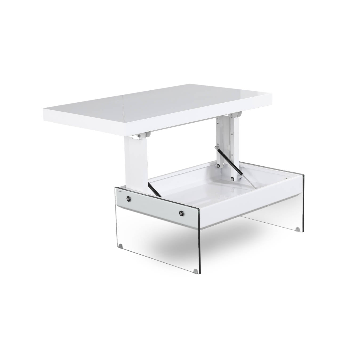 The-Mini-Cadence-lifting-top-storage-coffee-table-in-glossy-white-with-glass-base-legs