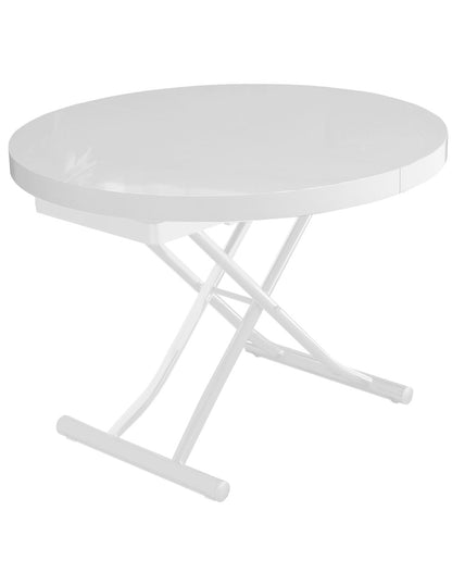 The Oval - Round to oval lifting coffee table in glossy white raised wl