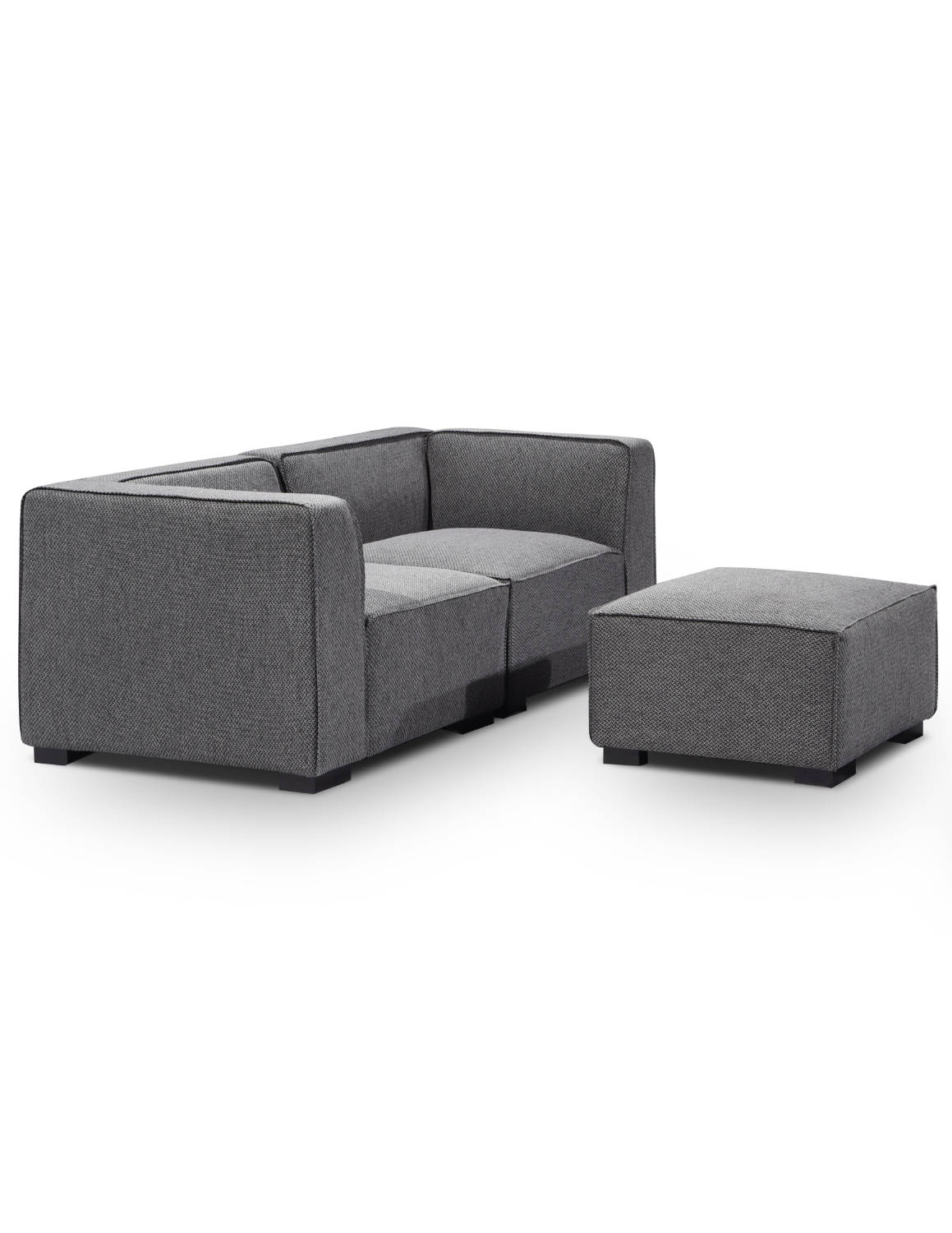 The Soft Cube Love Seat 2 person Sofa - grey square sofa modular with ottoman