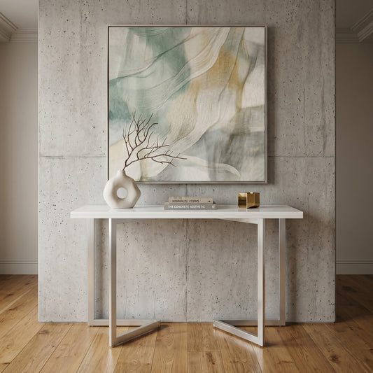 Flip console table can double in size | Glossy White