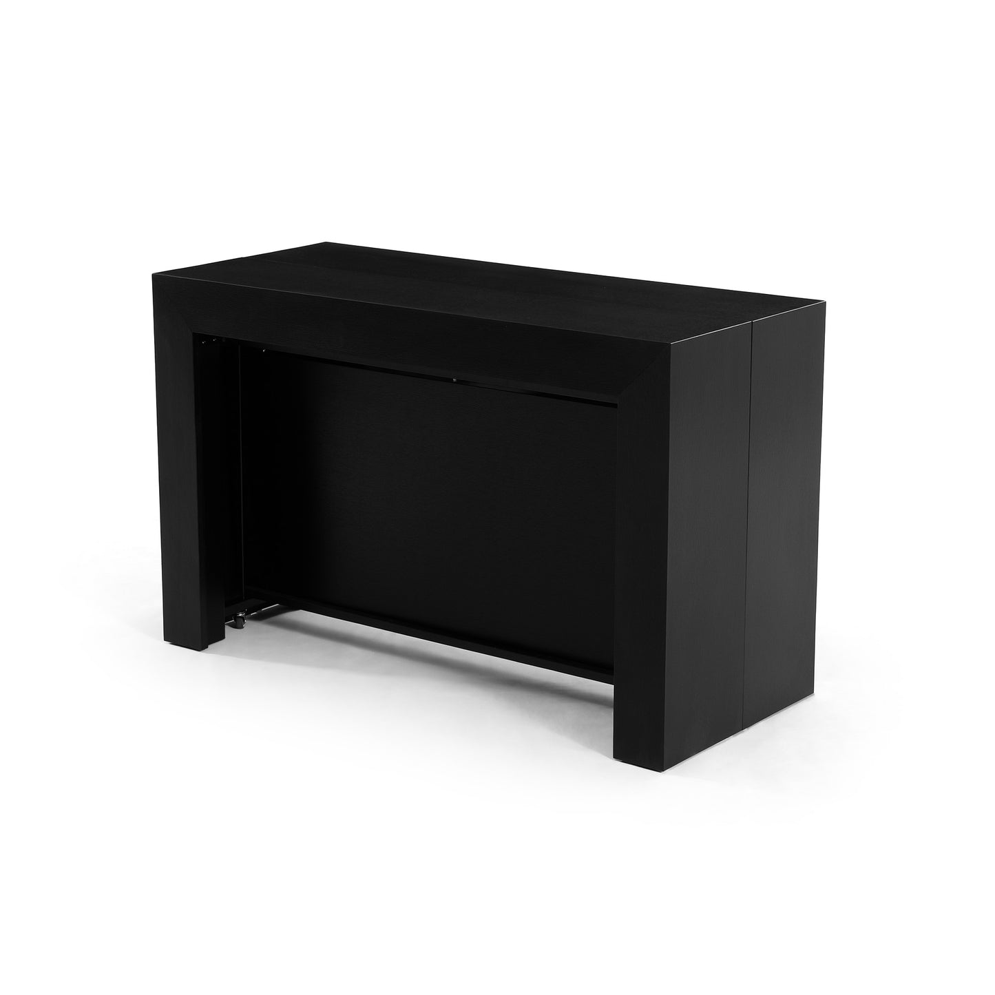 Tiny Titan V3 Compacted console table expands to seat 18 in black wood wb