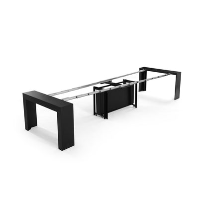 Tiny Titan V3 extending black wood kitchen table opened up with extensions storage -wb