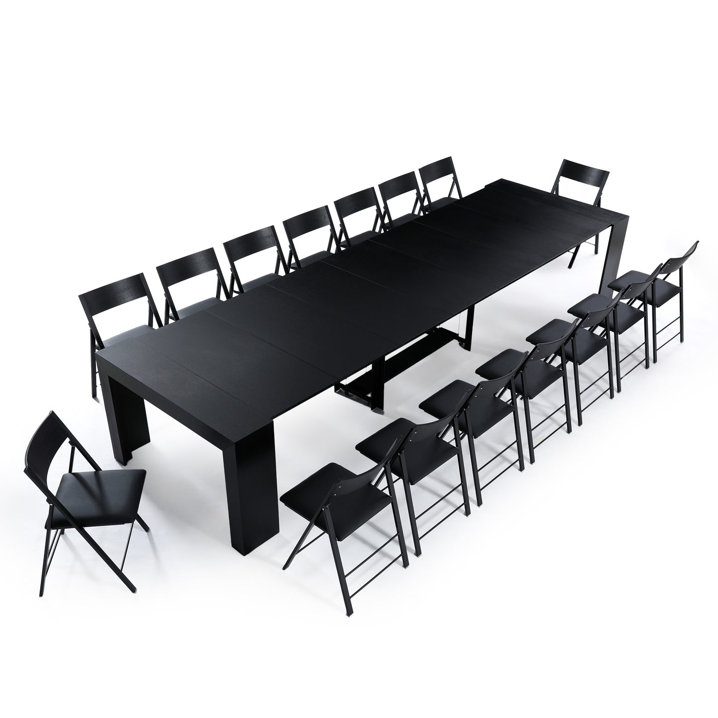 Tiny Titan V3 extending black wood kitchen table seats up to 18 wb