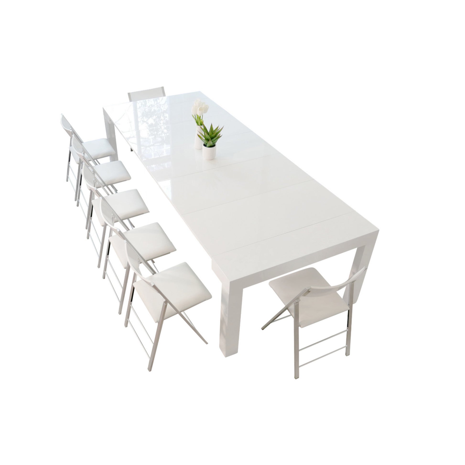 Tiny Titan expanding transforming extenable kitchen table in white gloss