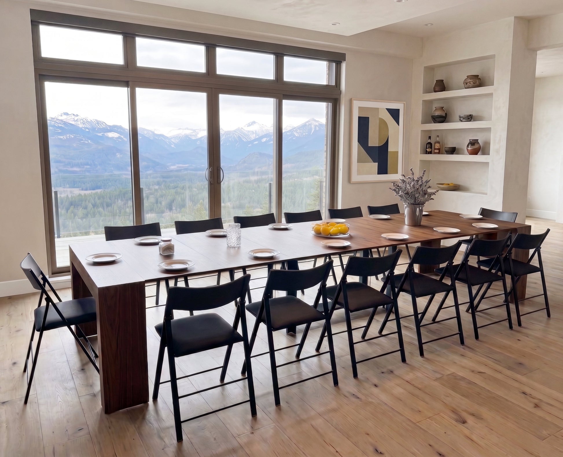 Tiny Titan extending kitchen table in mountain home | Wood Walnut