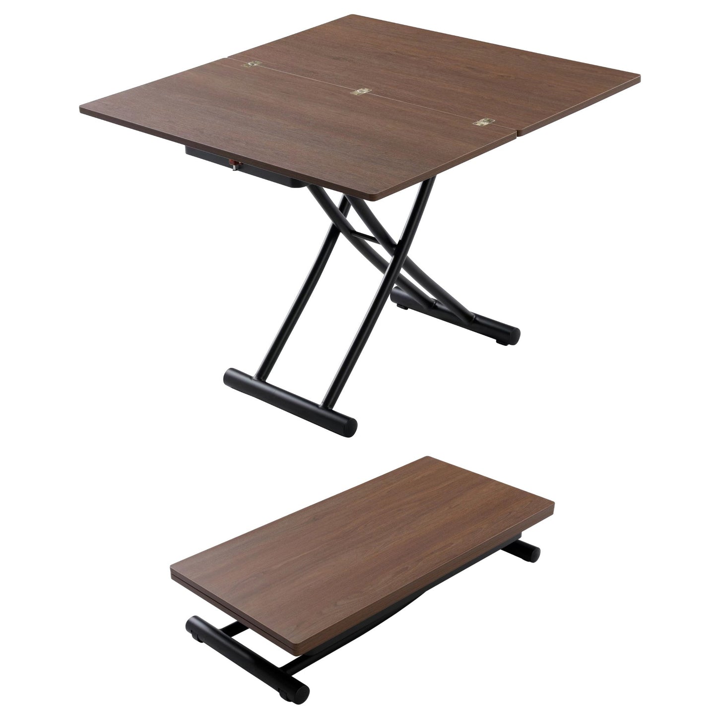 Tr4 Transforming Table changes height in Chocolate wood with black legs