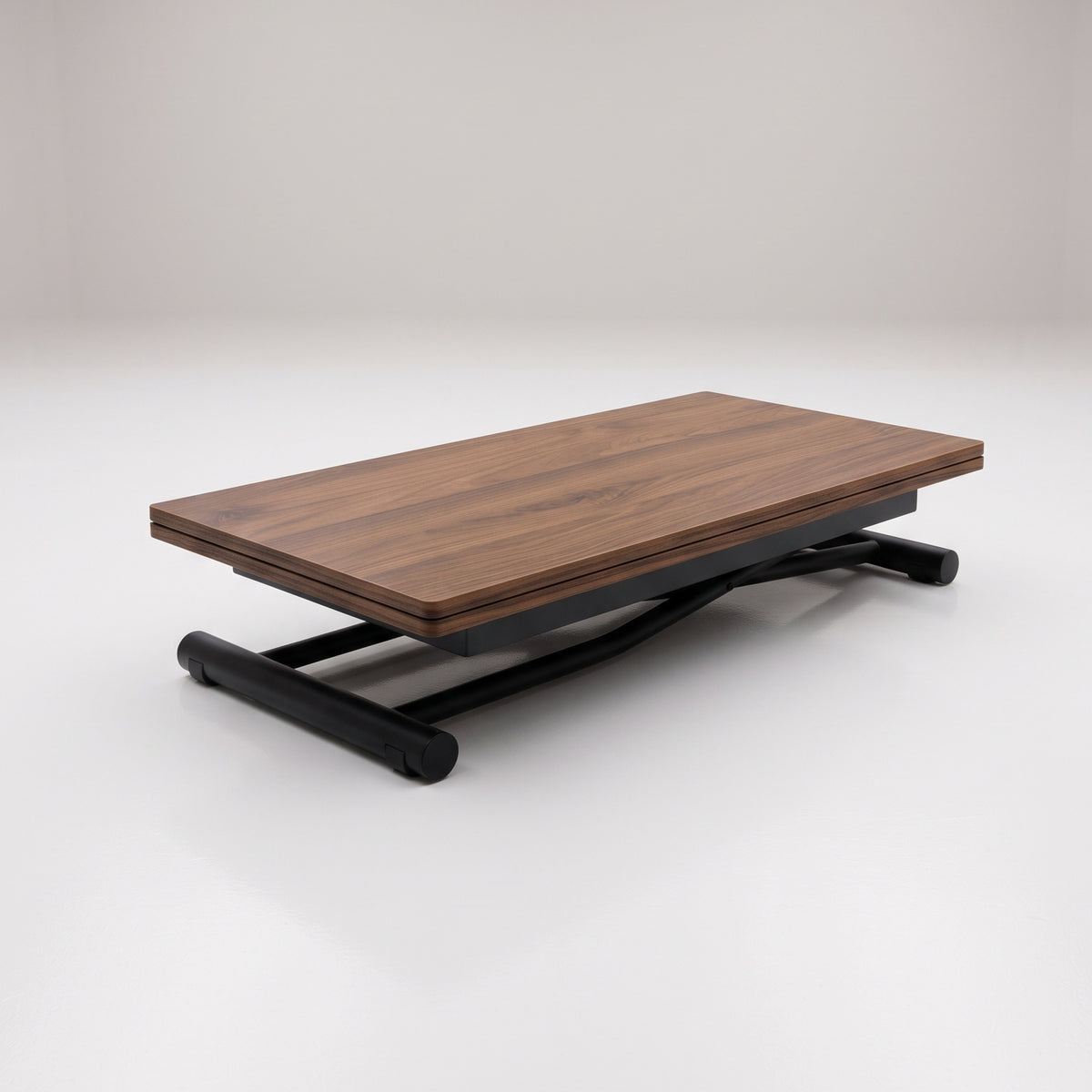 Transforming table low profile height adjusting table doubles in size | Chocolate Walnut