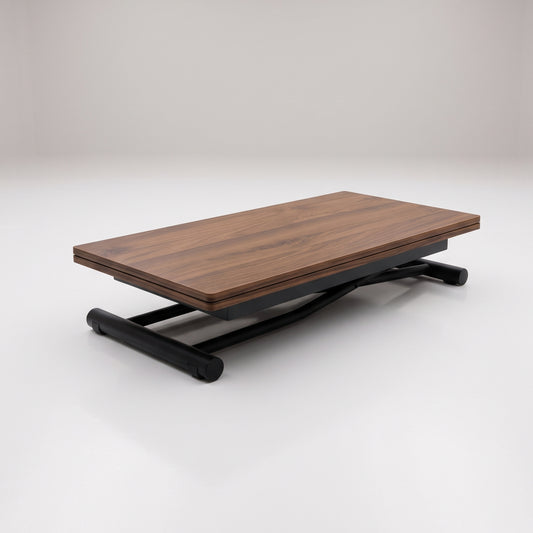 Transforming table low profile height adjusting table doubles in size | Chocolate Walnut