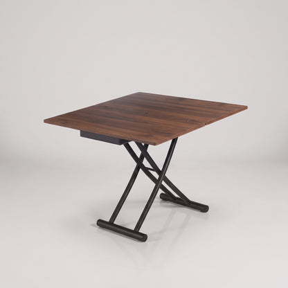 Transforming table raised to dinner height adjusting table doubles in size | Chocolate Walnut