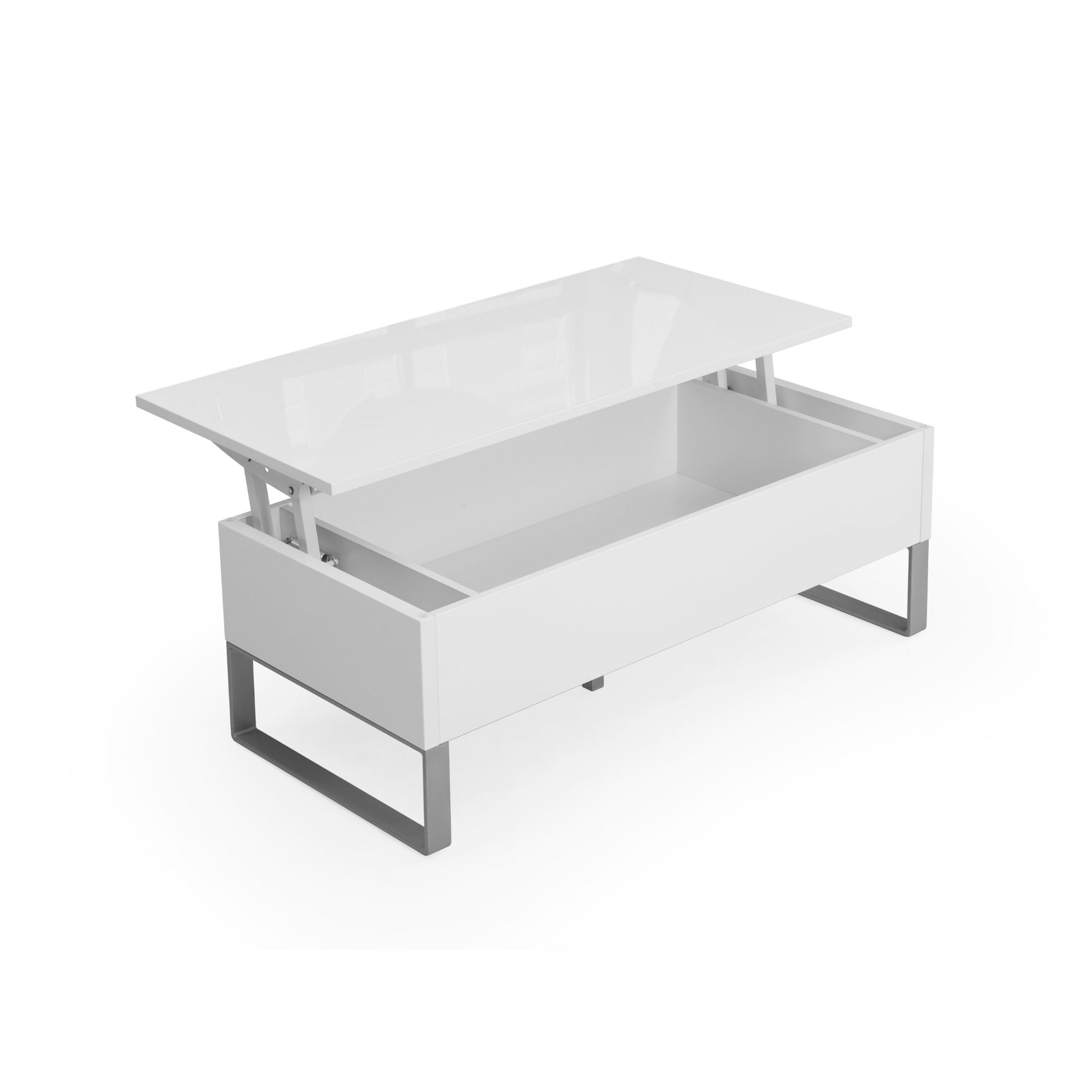 Trove - Coffee table with lift top and deep storage in glossy white - big storage