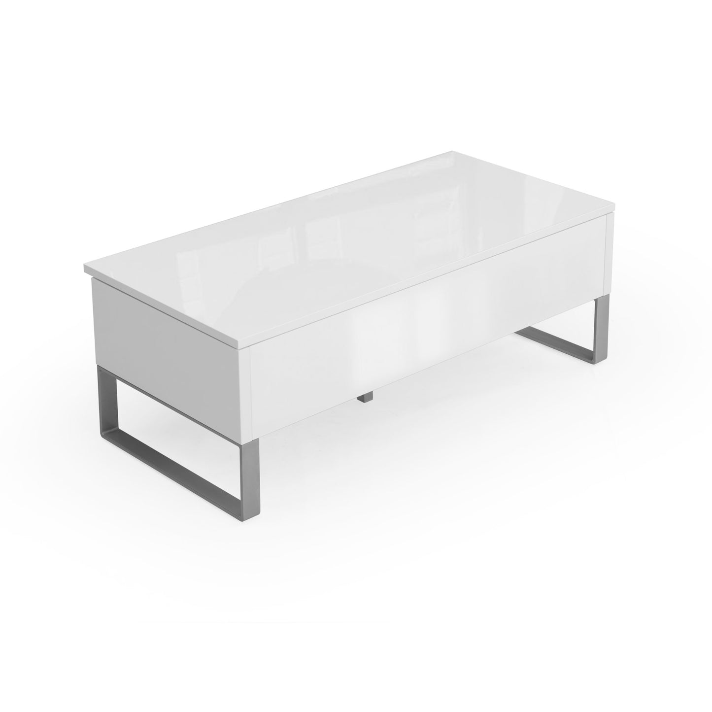 Trove - Coffee table with lift top and deep storage in glossy white - closed