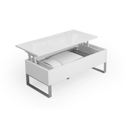 Trove - Coffee table with lift top and deep storage in glossy white