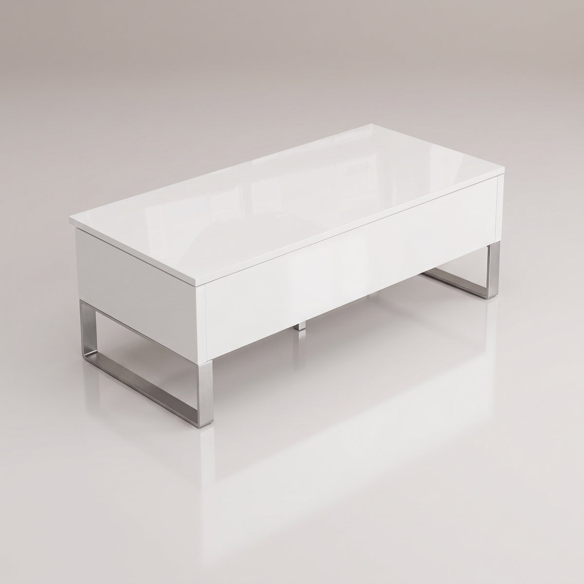 Trove table closed with massive storage for chairs or table extensions | glossy white