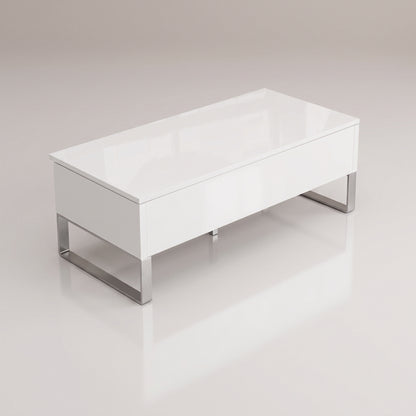 Trove table closed with massive storage for chairs or table extensions | glossy white