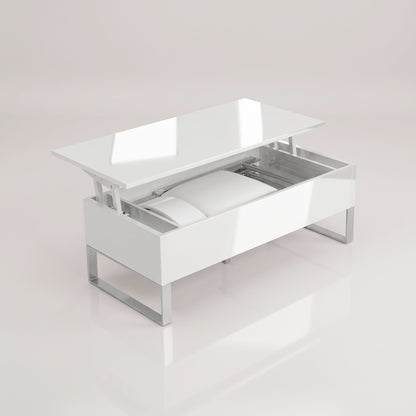 Trove table opened with massive storage for chairs or table extensions | glossy white
