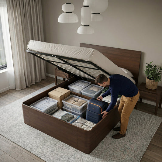 Pratico Queen Storage Bed with Gas Lift