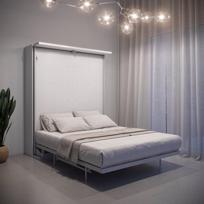 White Compatto Rotating Office Murphy Bed opened in bed form