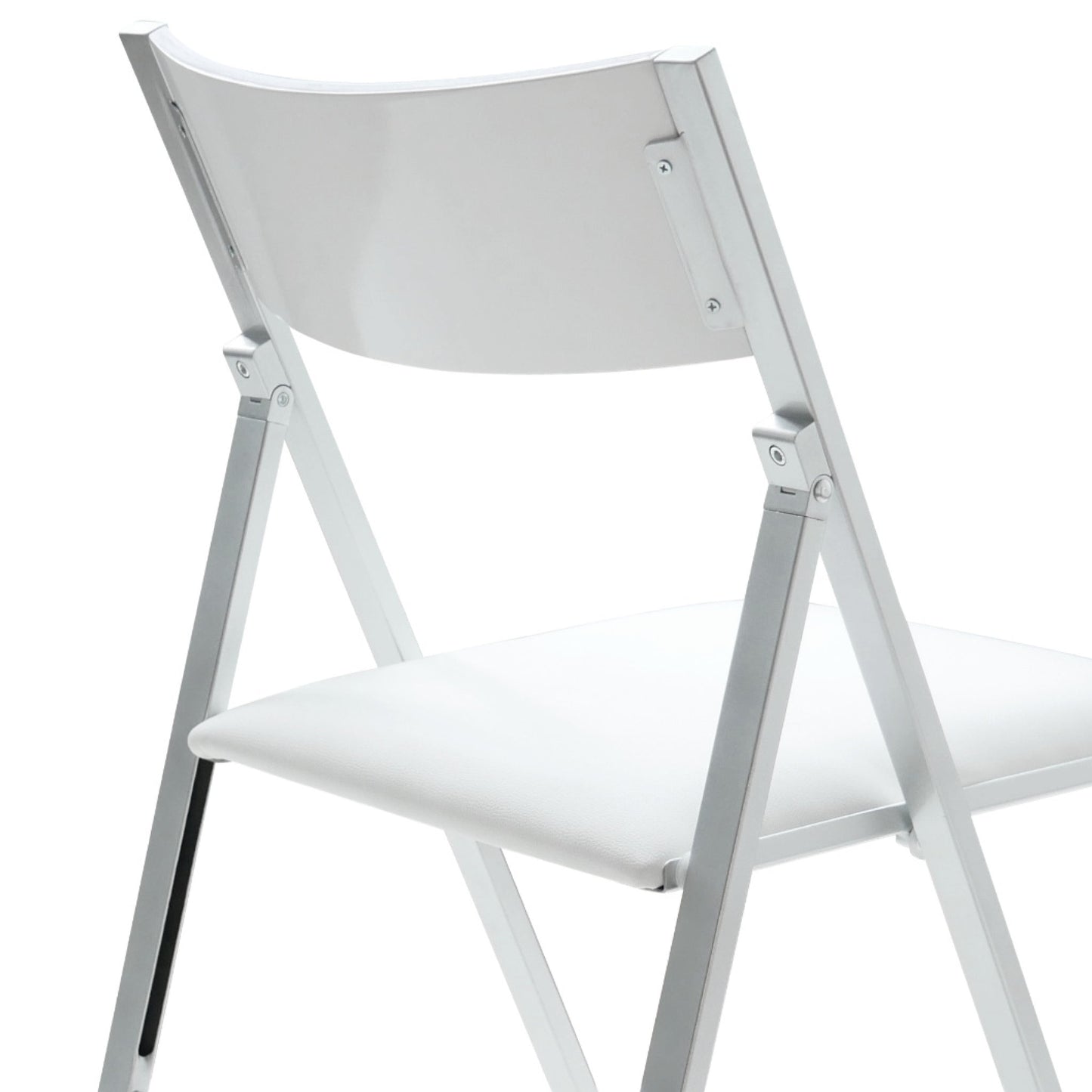 white nano folding chairs shown from the back view