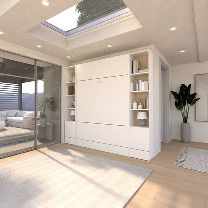 White Panel Murphy Bed raised and compacted in modern apartment