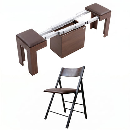 Scatola M extending walnut bench and chairs combo