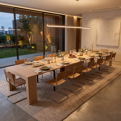 atlas max home 22 person expanding table | Champagne Ash