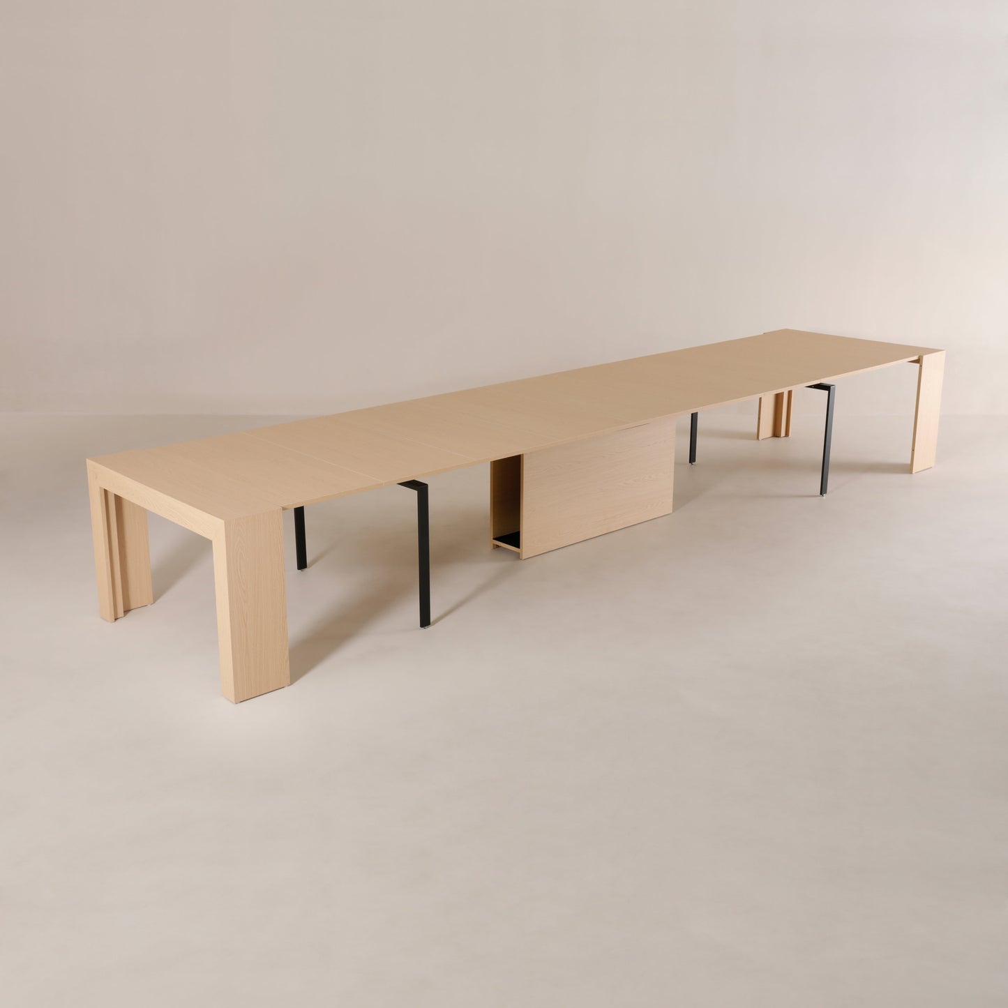 atlax max console to massive fully extended 24 person conference table | Champagne Ash