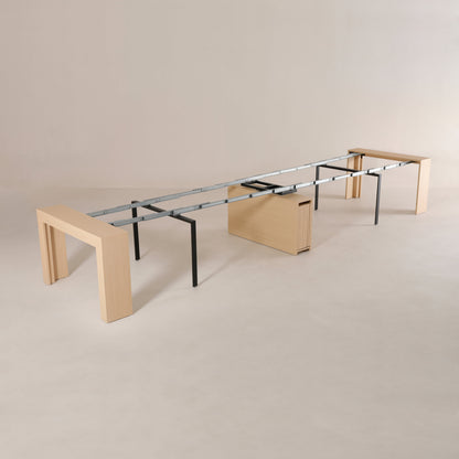 atlax max console to massive partially extended 24 person conference table | Champagne Ash