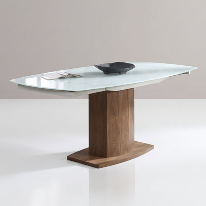 Baobab table oval extending glass with walnut by Expand Furniture