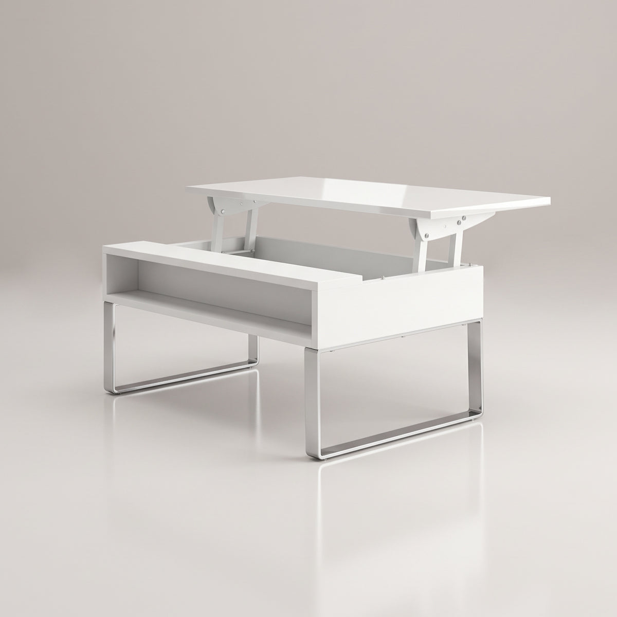 Boost lift table opened with storage inside