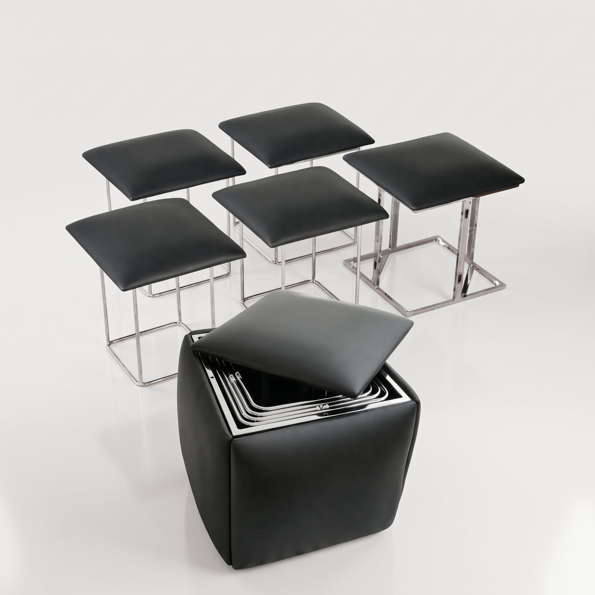 Companion cube 5 in 1 seats in black with 5 open seats expand furniture
