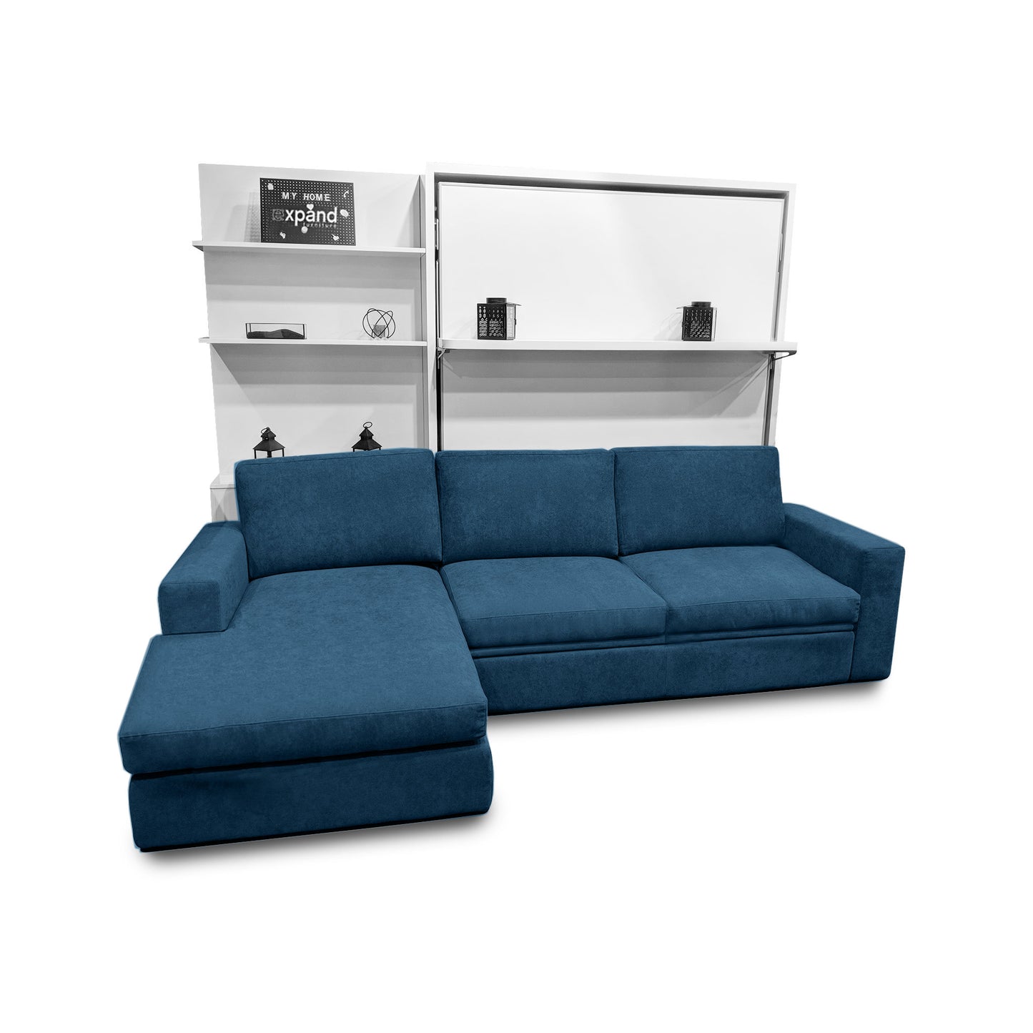 compatto blue c19 sectional sofa - white murphy bed over sofa