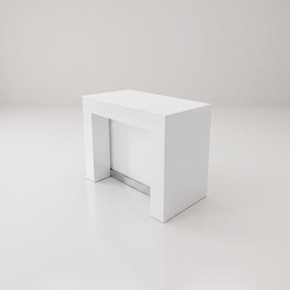 Cubist table compacted to store leaves inside in minimal length | Glossy White