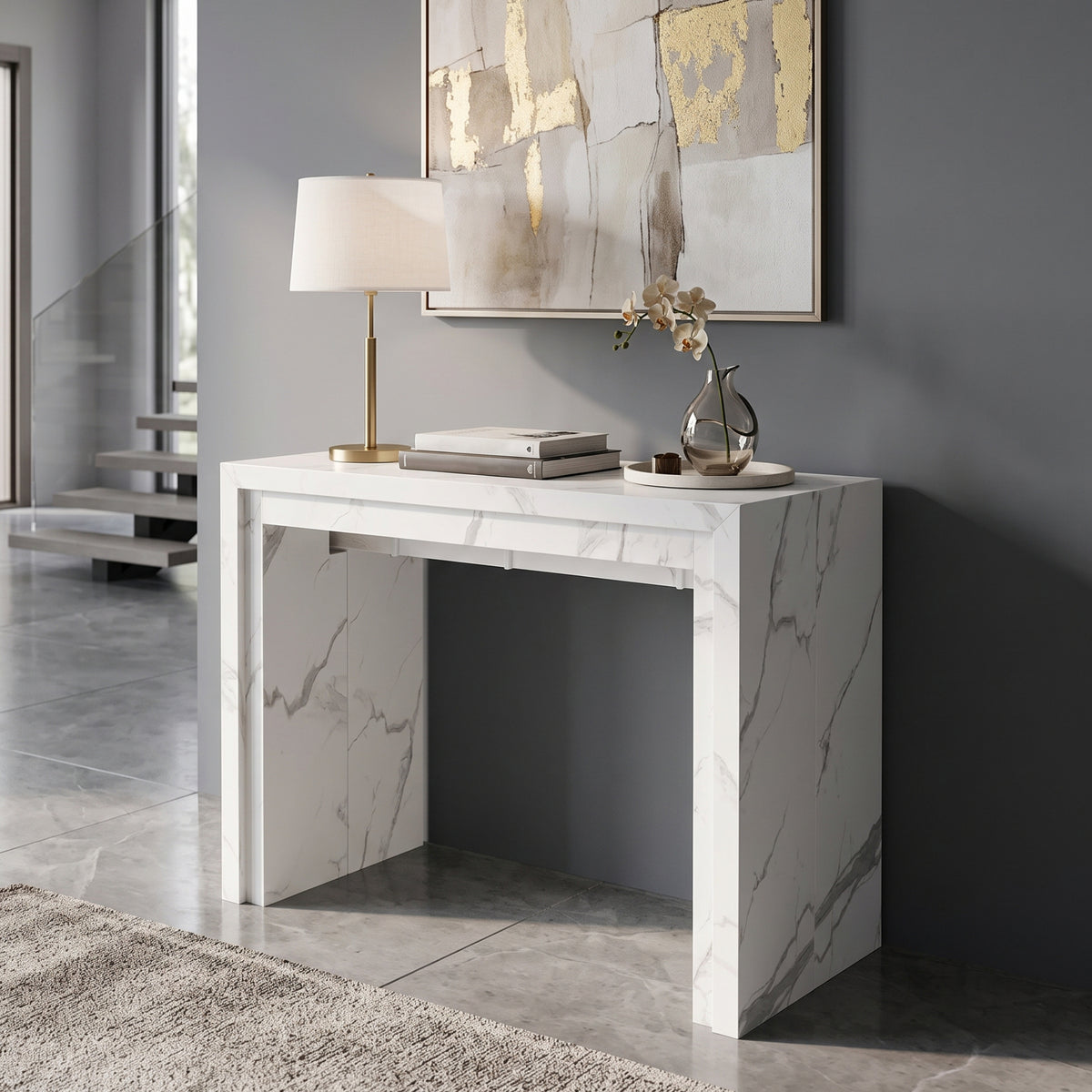 junior giant extendable transforming table | Marble Texture