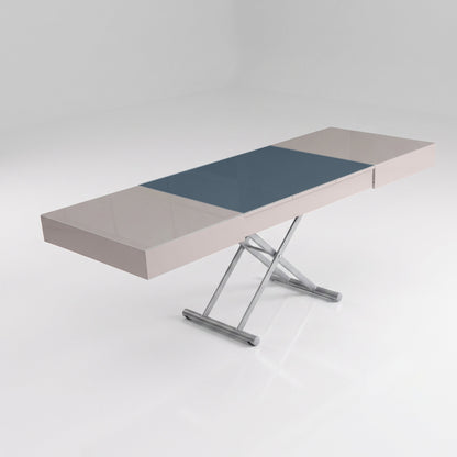 Glass extending table | Mocha Light Grey Glass