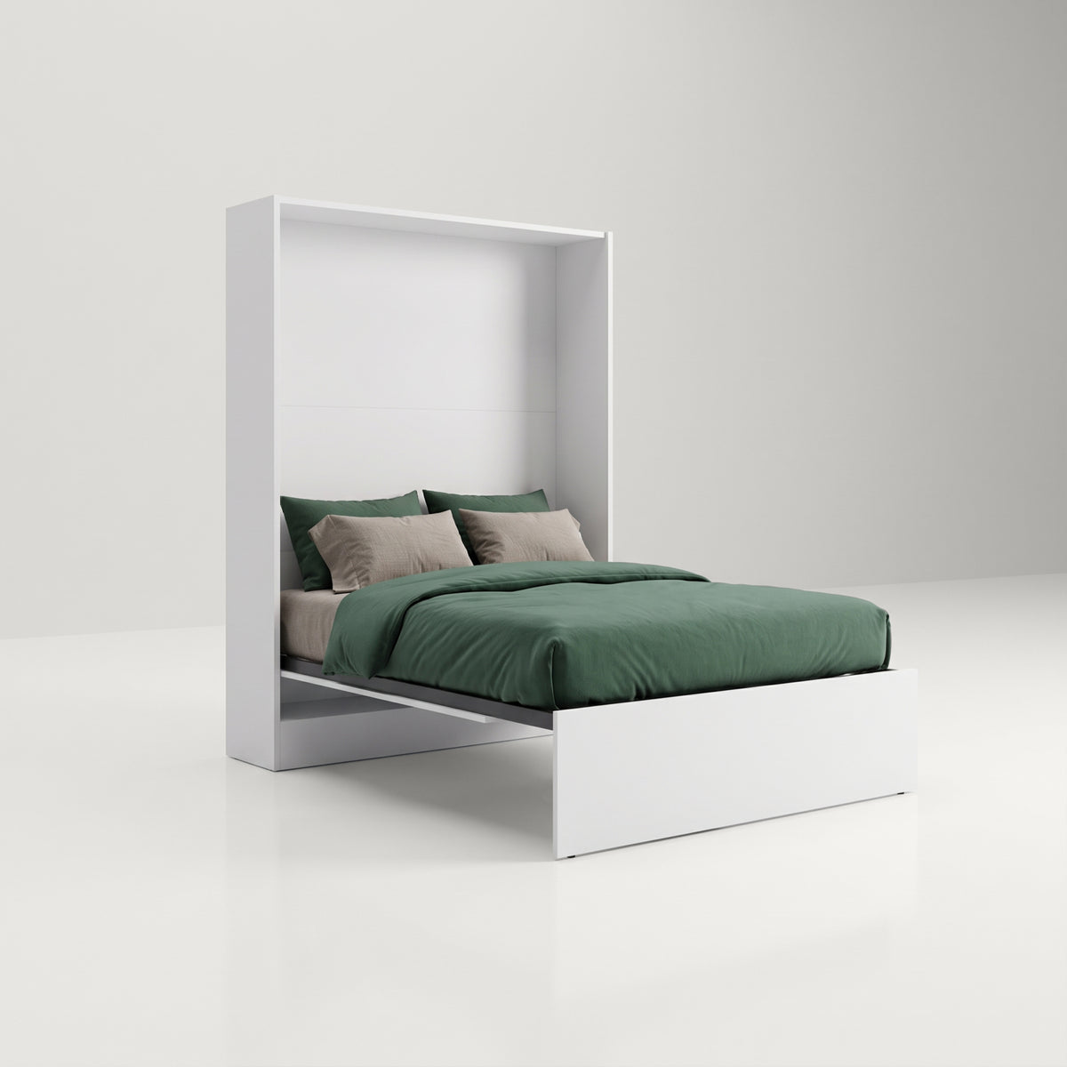 Panel Murphy Bed opened unique designer queen size | Opal White