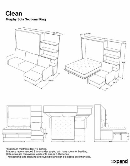 murphysofa clean sectional KING dimension sheet