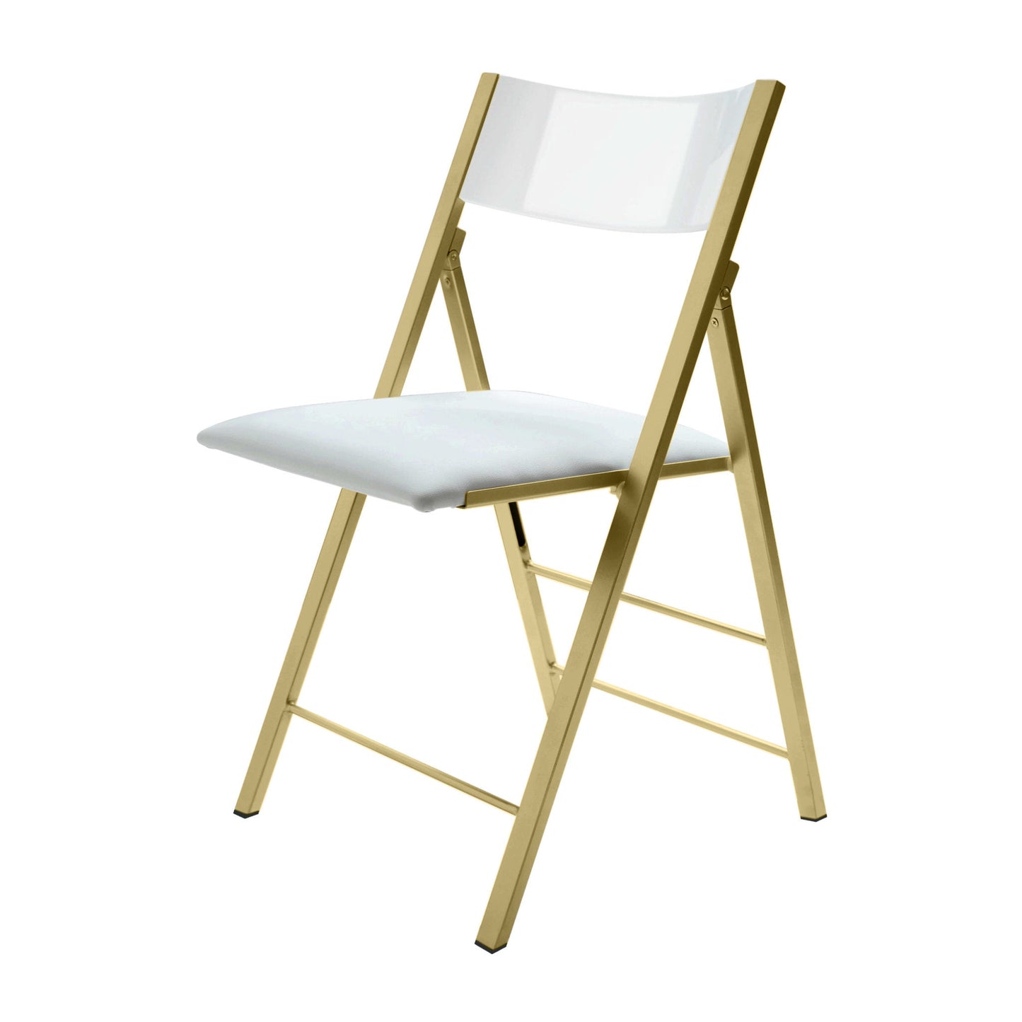 nano folding chair in white gloss with gold legs