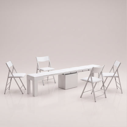 4x Nano folding chairs paired with extending scatola m bench - build own bundle 