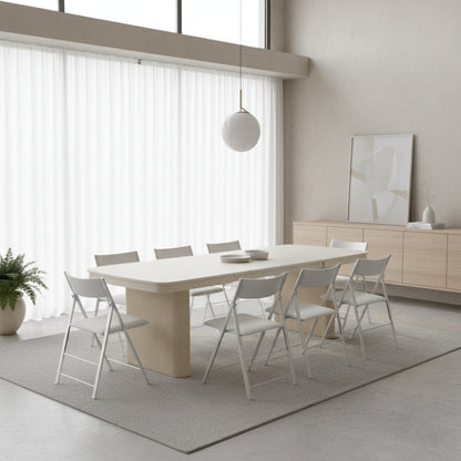 beautiful modern curved dining set - riveni fluted table in sand