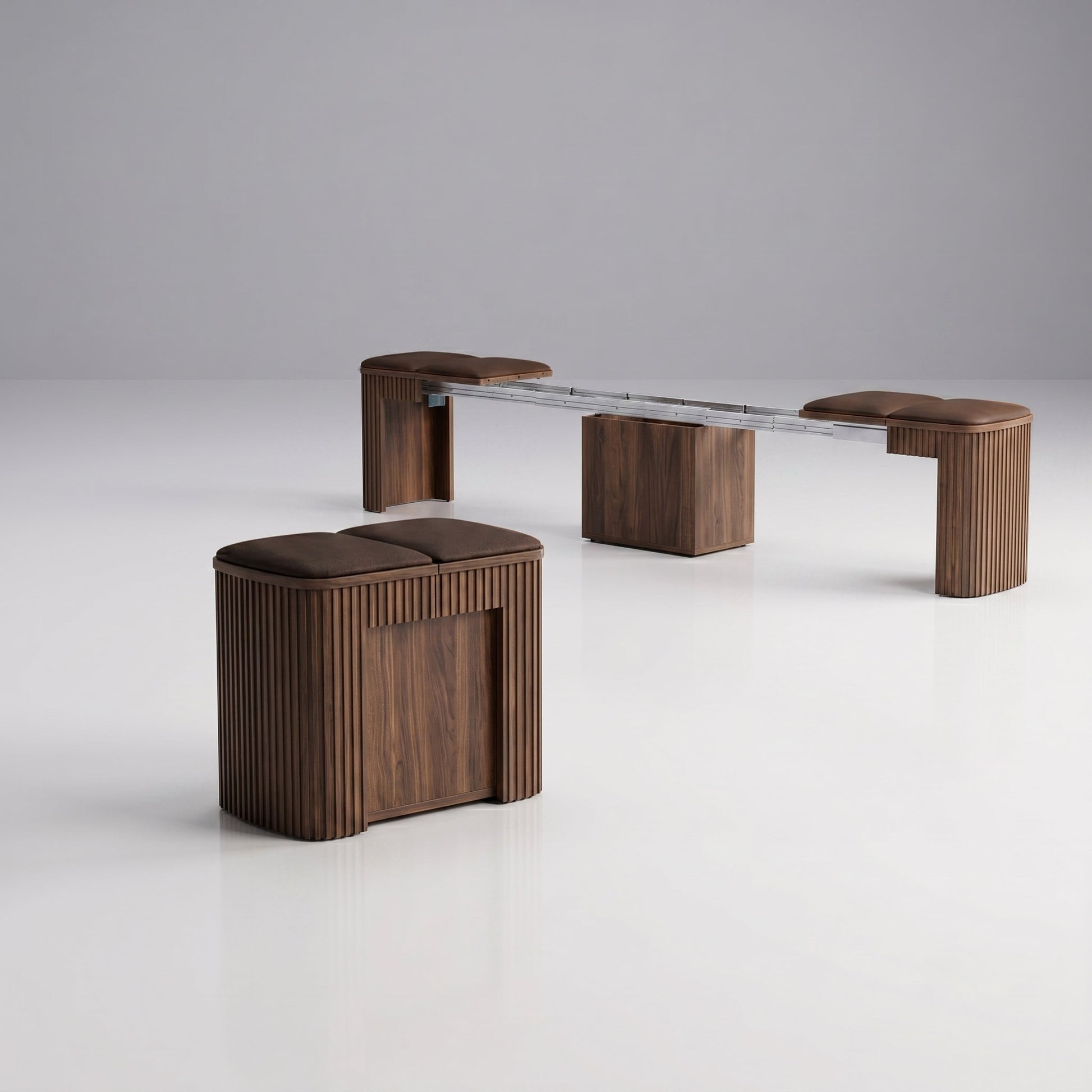 Extending Bench seats 6 with seat storage inside | Wood Walnut