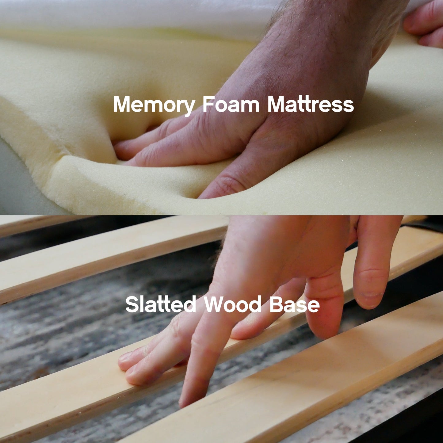 The Harmony has slatted-wood-base-and-memory-foam