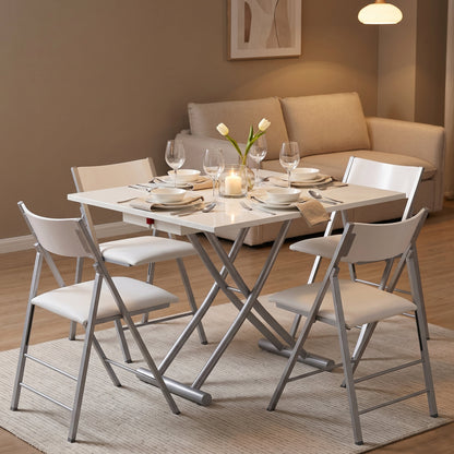 TR4 Coffee dinner table transformer expanded to seat 4 | Glossy White