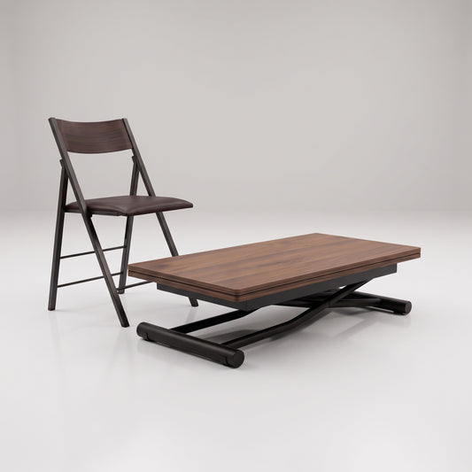 Tr4 transforming table with 4 nano chairs | Chocolate Walnut