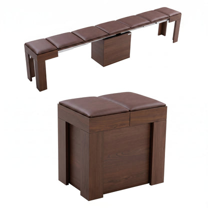 walnut scatola m with padding cushion top - extending bench - expand furniture