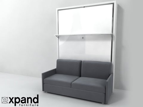Italian Wall Bed Over Sofa with Floating Shelf | Expand Furniture