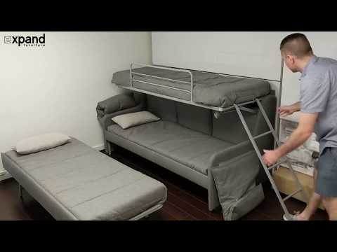 Italian Sofa bunk bed with 3 hidden single beds
