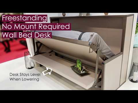 Compatto Freestanding no Mount Desk Wall Bed in Horizontal open